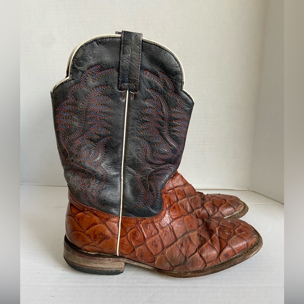 Cowboy Boots Pirarucu Mens Mexico Leather Fish Shoes 28 EE Mex 9 US Exotic Wide